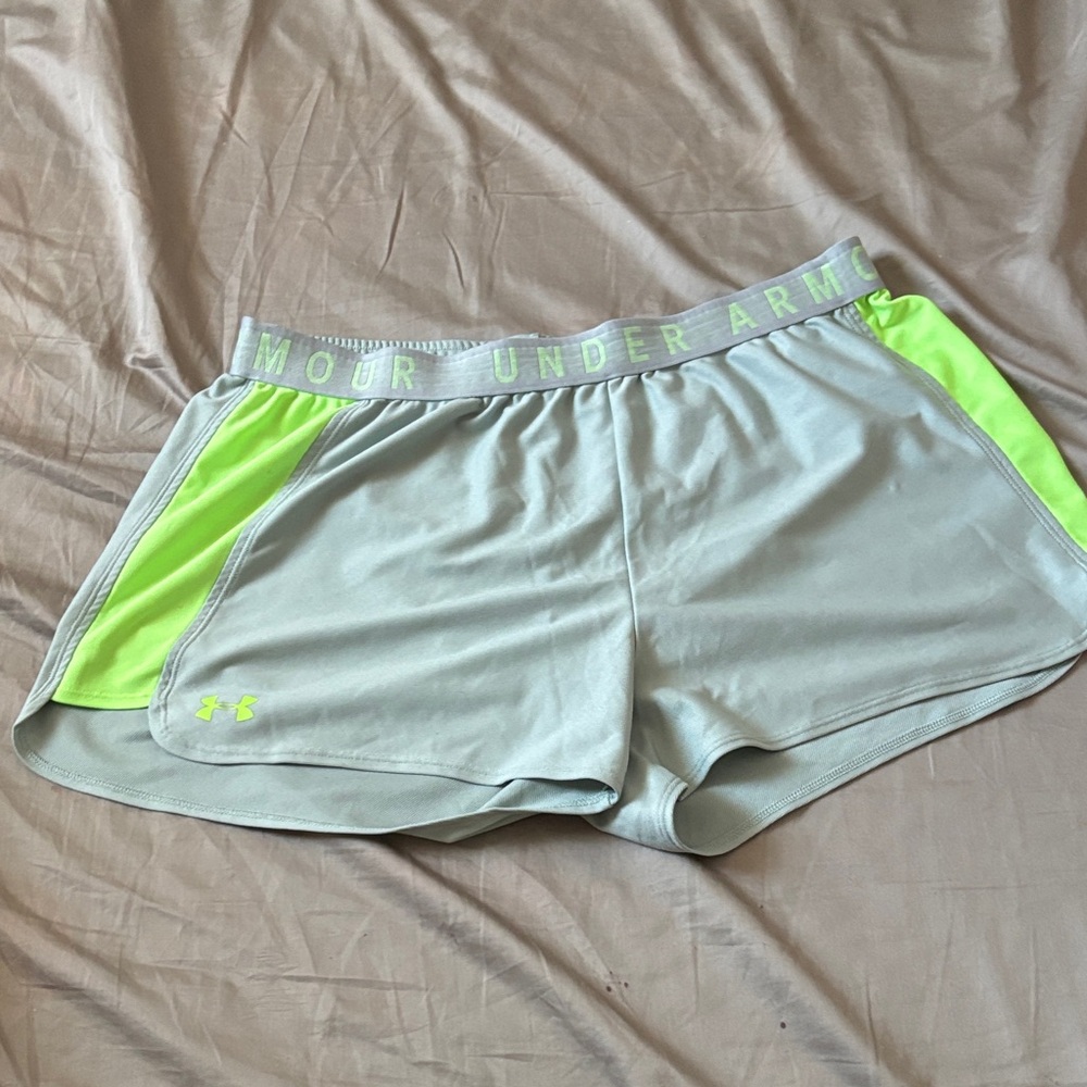 Under Armour Women's Tealish Gray and Neon Green Shorts